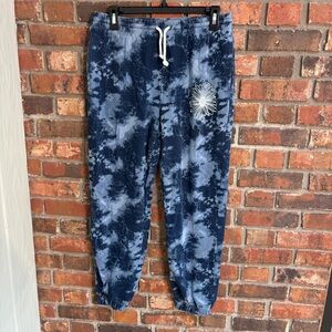 Mighty Fine womens tie dye jogger sweatpants blue medium